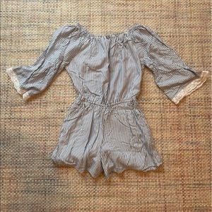 abercrombie kids blue/white romper with lace detail in size 11/12